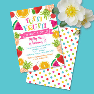 Invitation Fruits d'aquarelle Cute Tutti Fruits d'anniversair