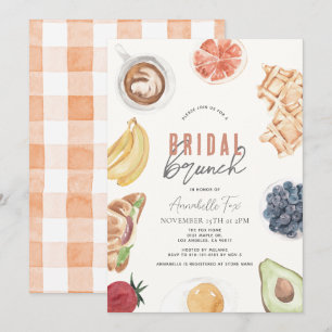 Invitation Fruits de café gaufre Aquarelle Brunch nuptial