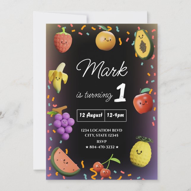 Invitation Fruits de danse mignonette Anniversaire (Devant)