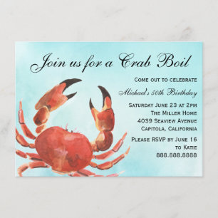 Invitation Fruits de mer Crabe bouil été fête d'anniversaire