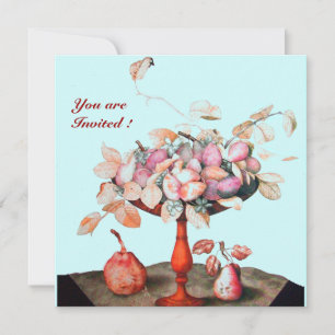 INVITATION FRUITS DE SAISON / FLEURS, PRUNES, ET FEUILLE