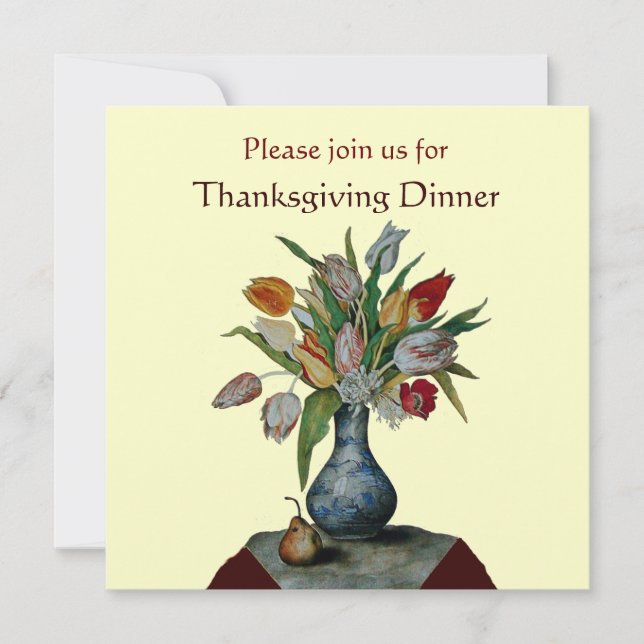 Invitation FRUITS DE SAISON / TULIPS Thanksgiving Diner or (Devant)