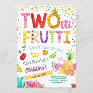 Invitation Fruits d'été 2e Fille Anniversaire Twotti Frutti C