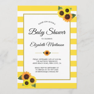 Invitation Fruits Jaunes Fleurs de soleil Baby shower Floral 