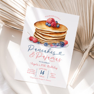 Invitation Fruits Pancakes & Pyjamas Fête Fille 10e anniversa