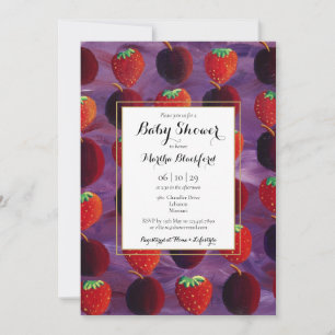 Invitation Fruits rouges Baby shower de campagne / Saupoudrag