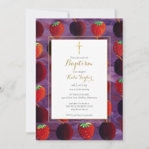 Invitation Fruits rouges Pays Baptême Christening