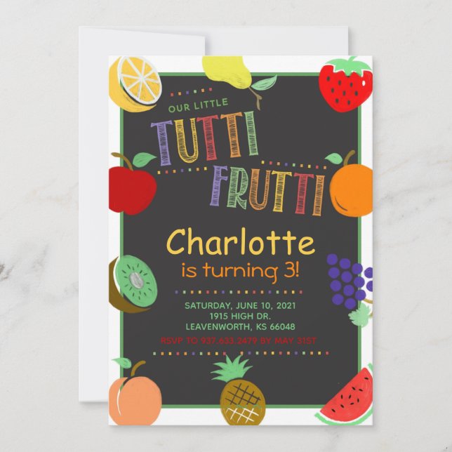 Invitation Fruits Tutti Frutti Anniversaire (Devant)
