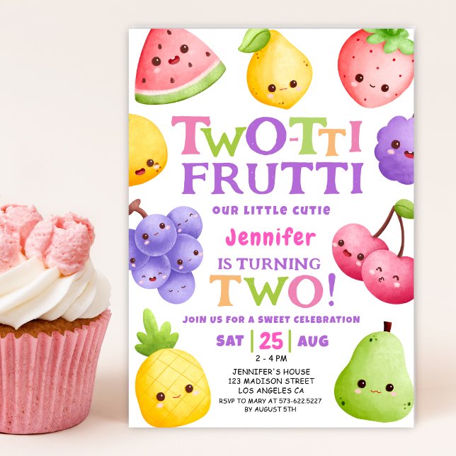 Invitation Frutti à deux tti ! Fruit à croûte rose Fille 2e a (Créateur téléchargé)