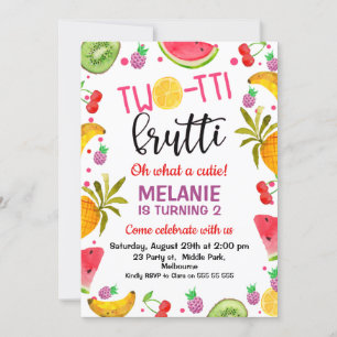 Invitation Frutti à deux tti multicolores 2e anniversaire