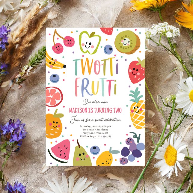 Invitation Frutti Twotti Fruit Tropical à deux tti 2e anniver (Créateur téléchargé)