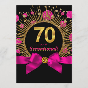 Invitation Fuchsia and Gold, 70e anniversaire féminin