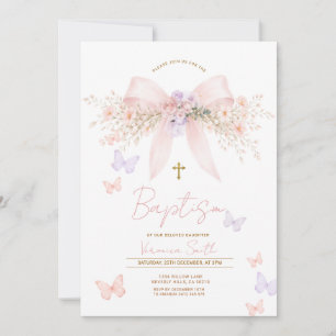Invitation Fuchsia Coquette Florale Baptême