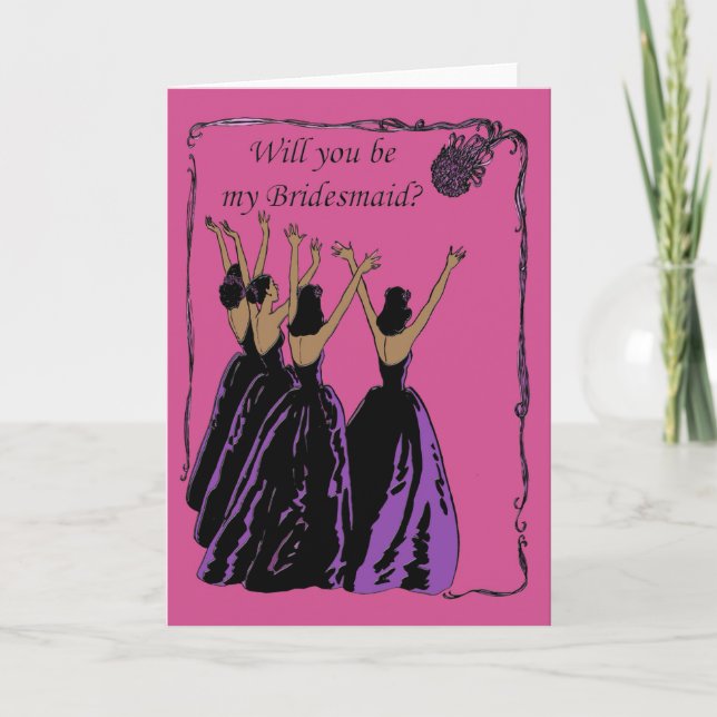 invitation fuchsia et purple bridesmaid (Devant)