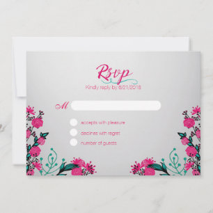 Invitation Fuchsia et Turquoise Wedding Rsvp