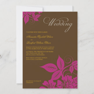 Invitation Fuchsia/Faire-part de mariage Floral Brown