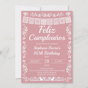 Invitation Fuchsia Feliz Cumpleaños 60e Anniversaire