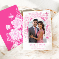 Fuchsia Floral Chinoiserie Mariage Enregistrer la 