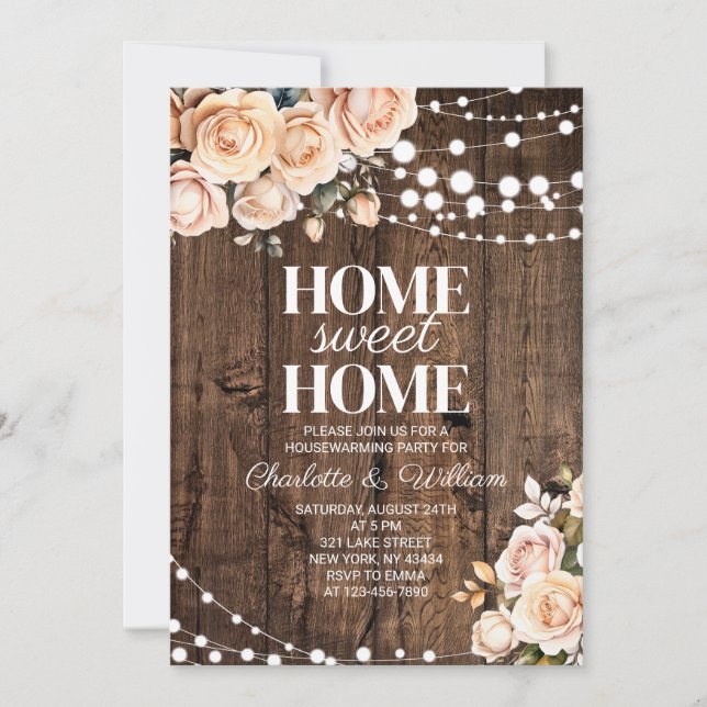 Invitation Fuchsia Floral Home Sweet Home (Devant)