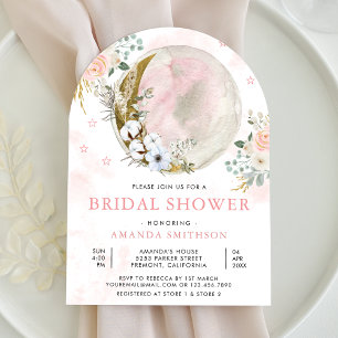 Invitation Fuchsia Floral Moon Arch Fête de Mariage
