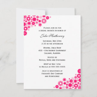 Invitation Fuchsia Florals Douche nuptiale