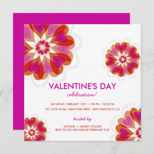 Invitation Fuchsia Flower Love Hearts Saint Valentin Invitati