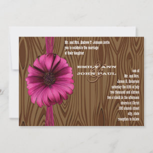 Invitation Fuchsia Gerber Daisy Wedding