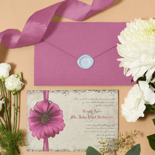 Invitation Fuchsia Gerber Daisy Wedding