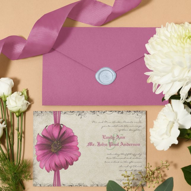 Invitation Fuchsia Gerber Daisy Wedding (Créateur téléchargé)