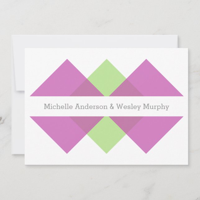 Invitation Fuchsia Green Geometry Triad Wedding (Devant)