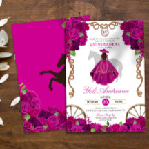 Fuchsia Hot Pink Roses Western Charro Quinceañera
