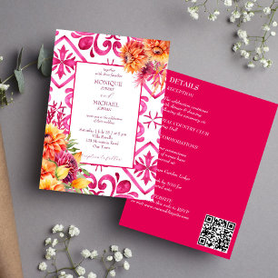 Invitation Fuchsia Majolica carreaux orange dahlia tout en un