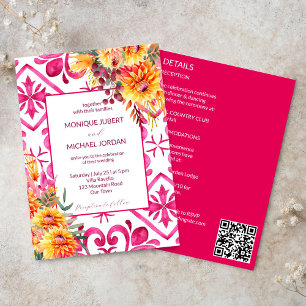 Invitation Fuchsia Majolica carreaux orange dahlia tout en un