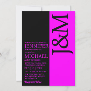 Invitation Fuchsia Minimaliste Code QR au Dos Mariage