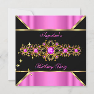 Invitation Fuchsia Or Jaune Noir Fête d'anniversaire