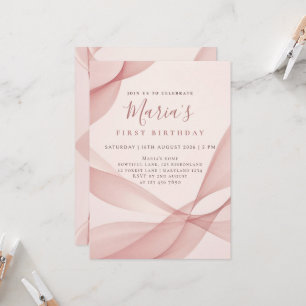 Invitation Fuchsia personnalisé vague abstraite Premier Anniv