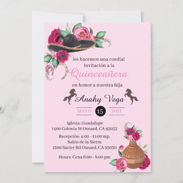 Invitation Fuchsia Pink Charra, Rustique Charro We (Devant)