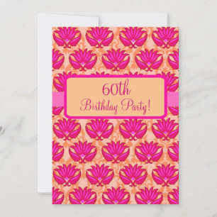 Invitation Fuchsia Pink Orange Damask 60e anniversaire