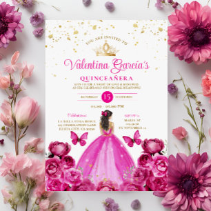 Invitation Fuchsia Pink Quinceañera 15 Anos Anniversaire de l