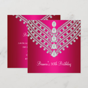 Invitation Fuchsia Pink White Diamond Jewel 30e anniversaire