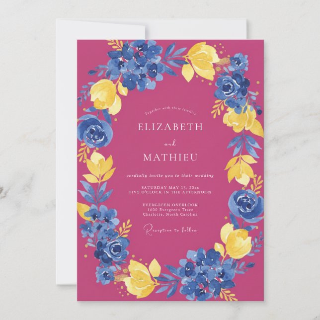 Invitation Fuchsia Radiant Botanical Wedding (Devant)