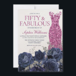 Invitation Fuchsia Robe Marine Texte 50e anniversaire<br><div class="desc">Fuchsia Robe Rose Marine Texte 50e Anniversaire Invitation Voir la collection correspondante dans Niche et Nest Store Merci beaucoup</div>