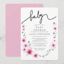 Fuchsia rose Baby shower de calligraphie de couron