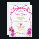 Invitation Fuchsia rose Floral Bow Ribbon Or Mis Quince<br><div class="desc">ÉDITABLE Fuchsia Rose Floral Bow Ribbon Or Couronne Mis Quince Invitation Elégante Quinceañera Fuchsia Rose Floral Princesse Anniversaire Invitation Or Couronne Mis Quince 15 Anos,  16e Anniversaire</div>