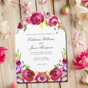 Invitation Fuchsia rose Floral Jardin d'été Mariage