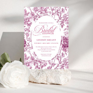 Invitation Fuchsia Rose Romantique Motif Réception de Mariage