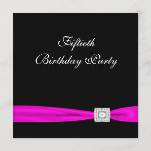 Invitation Fuchsia Rose vif Fête d'anniversaire des 50 ans él