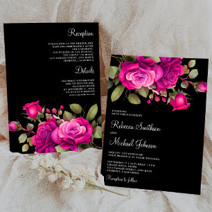 Invitation Fuchsia Roses Rose Chaud Toutes en Une Robe de Mar