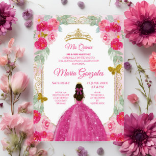 Invitation Fuchsia Roses Roses Rose Charra Mis Quince Invitat