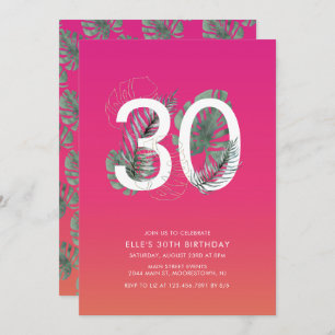 Invitation Fuchsia Tropical moderne 30e anniversaire